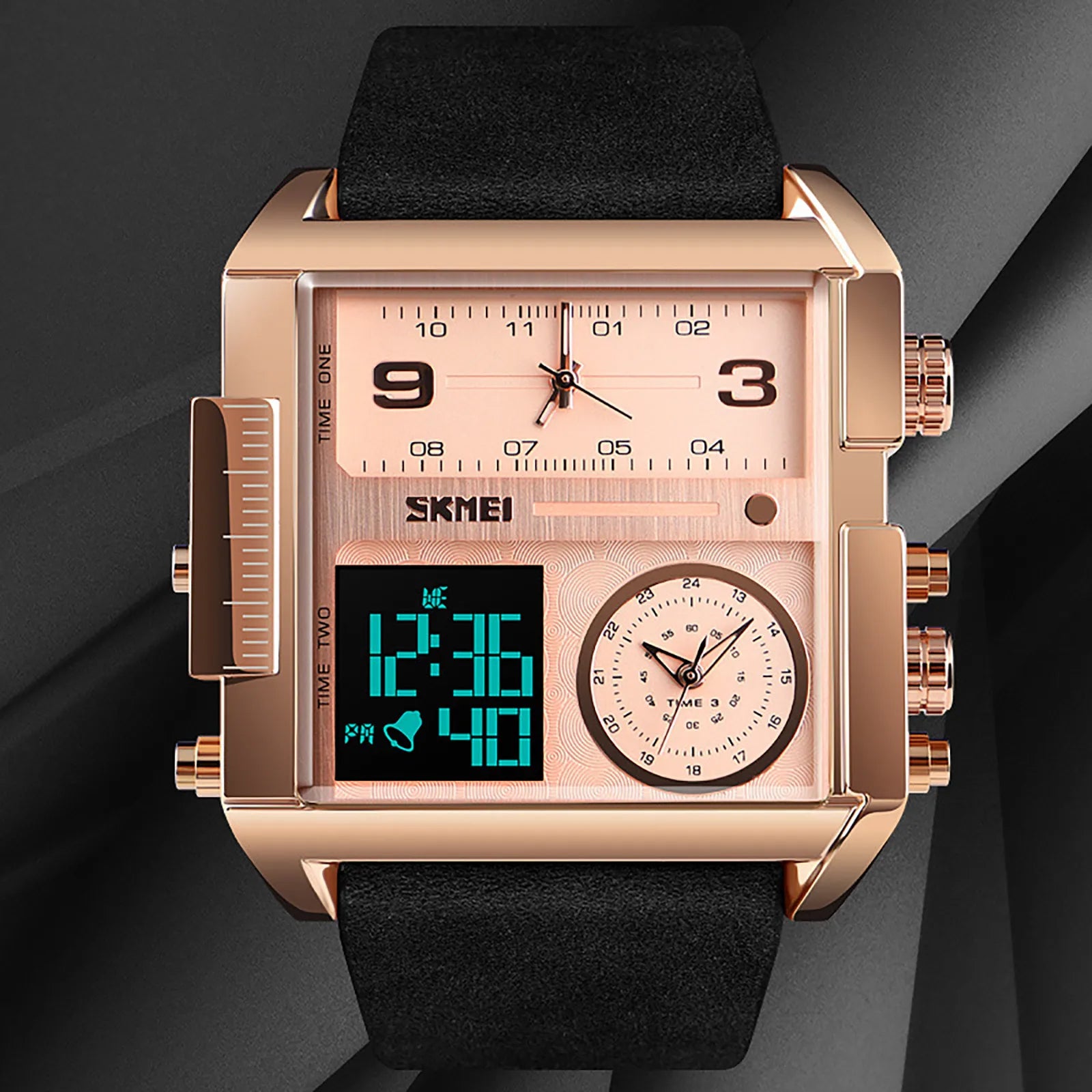 Retro Rectangle Waterproof Digital Men's Quartz Watches