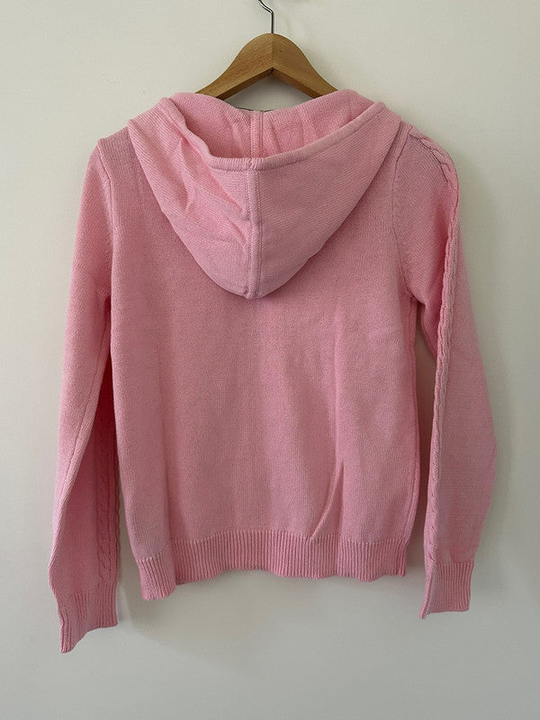 Tommy Hilfiger Girl's Cable Line Zip Up Cardigan Rose Shadow TGFGF00S 669 T5