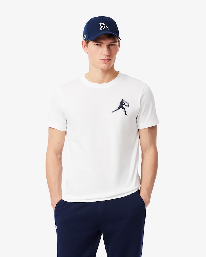 Lacoste Men’s Tennis T-Shirt Novak Djokovic Set With Cap Pack White/Navy Blue TH1044-51 522