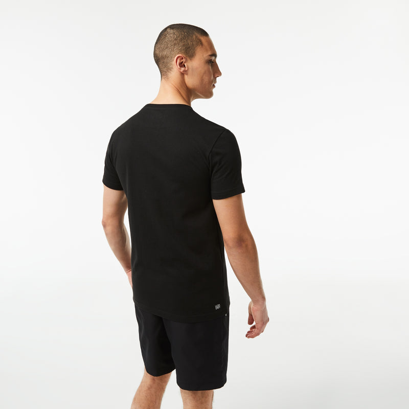 Lacoste Men's SPORT 3D Print Crocodile Breathable Jersey T-Shirt Black/Corrida TH2042 51 BZJ