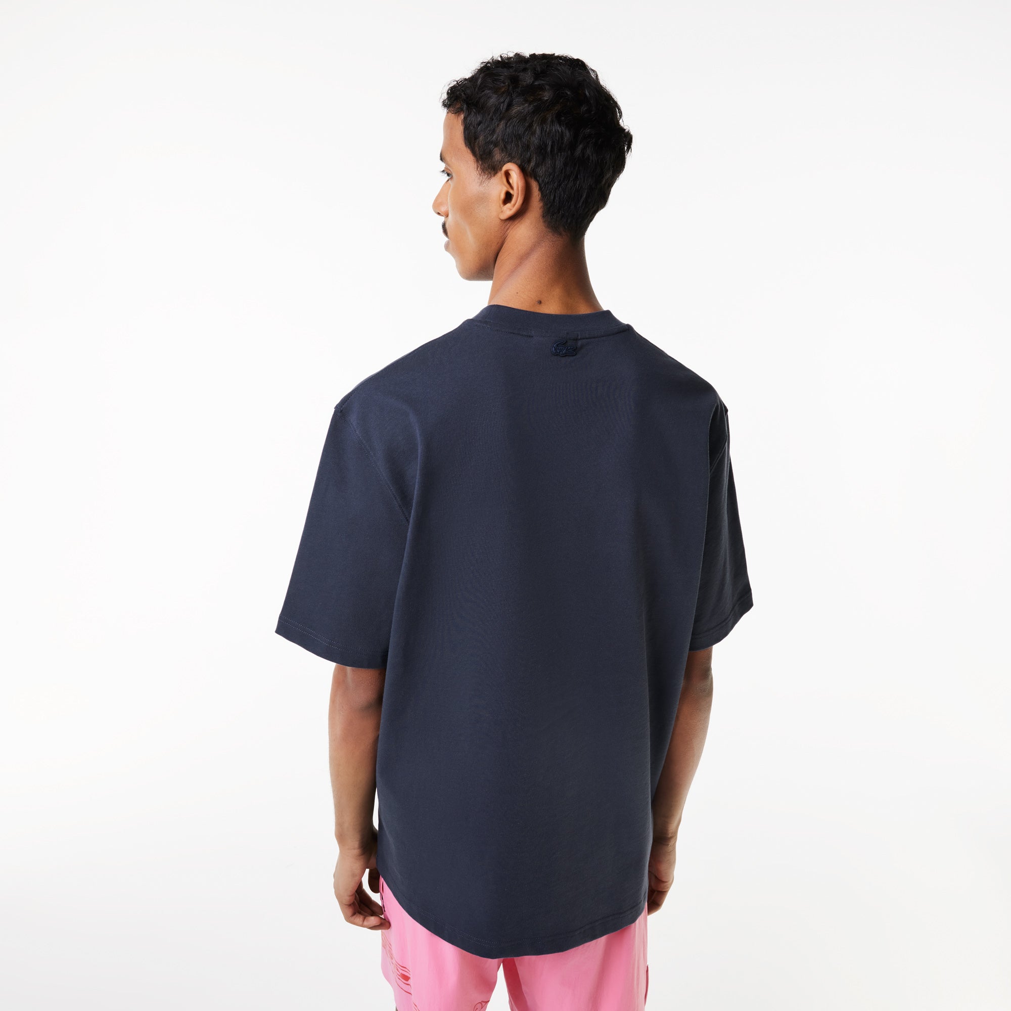 APLAZE | Lacoste Men's Loose Fit Cotton Jersey Print T-Shirt Night TH5565 51 KXE