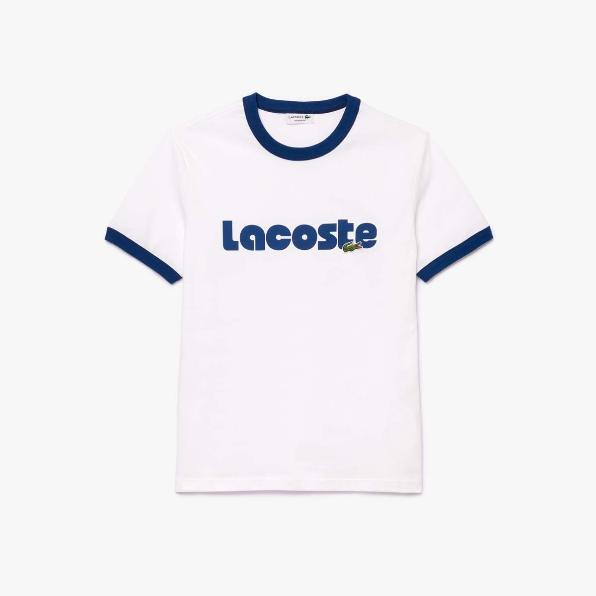 Lacoste Men's Printed Contrast Accent T-shirt White/Globe TH753151 F2F