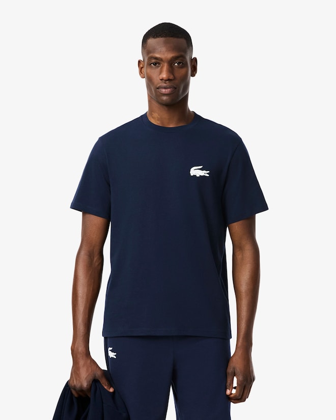 Lacoste Men’s Crocodile Print Cotton Undershirt Navy Blue / White TH9460-51 525