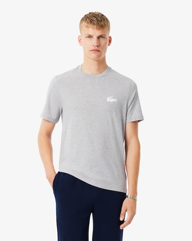 Lacoste Men’s Crocodile Print Cotton Undershirt Silver Chine / White TH9460-51 MTG