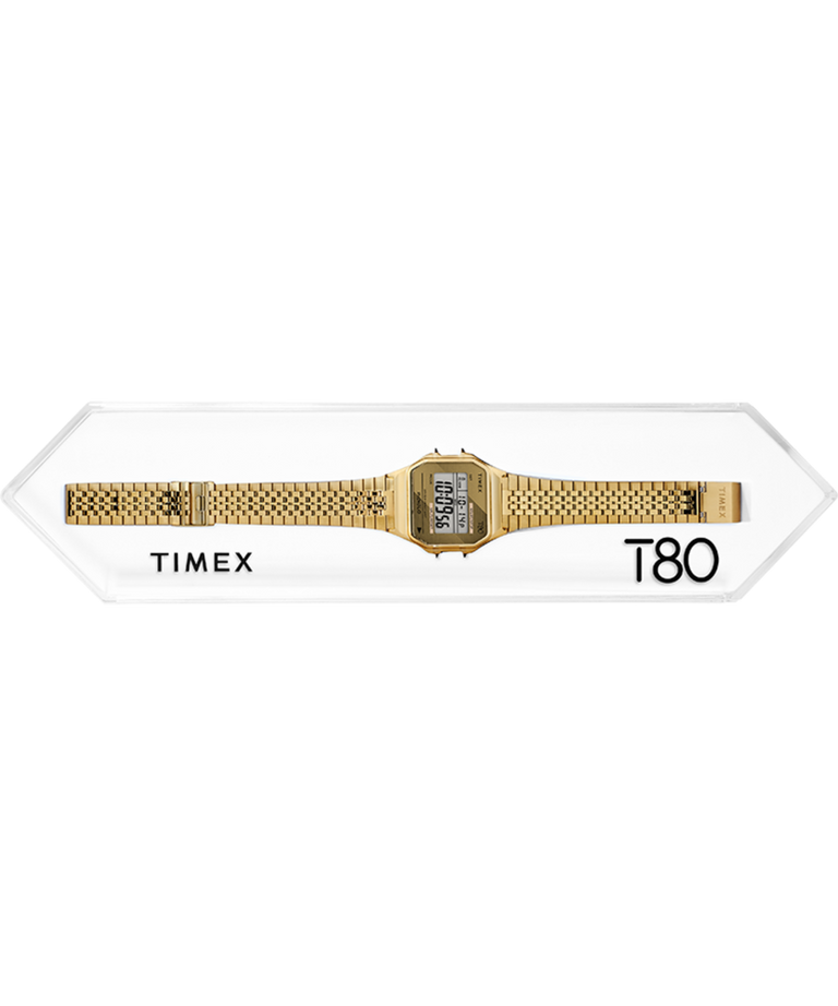 Timex T80 34mm Stainless Steel Expansion Band Watch Gold-Tone/Gold-Tone/Digital TW2R79000VQ - APLAZE