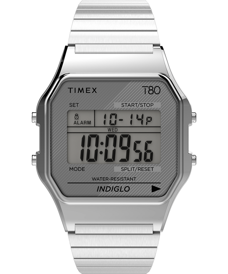 Timex T80 34mm Stainless Steel Expansion Band Watch Stainless Steel/Silver-Tone/Digital TW2R79100VQ