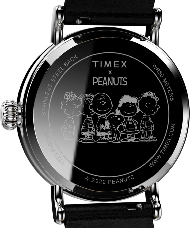 Timex Standard x Peanuts Dream in Color 40mm Leather Strap Watch Black/Silver-Tone/White TW2V60900VQ - APLAZE