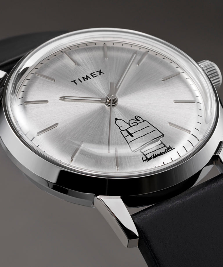 Timex x Peanuts Marlin 75th Anniversary Edition 40 mm Leather Strap Automatic Watch TW2Y100000Q