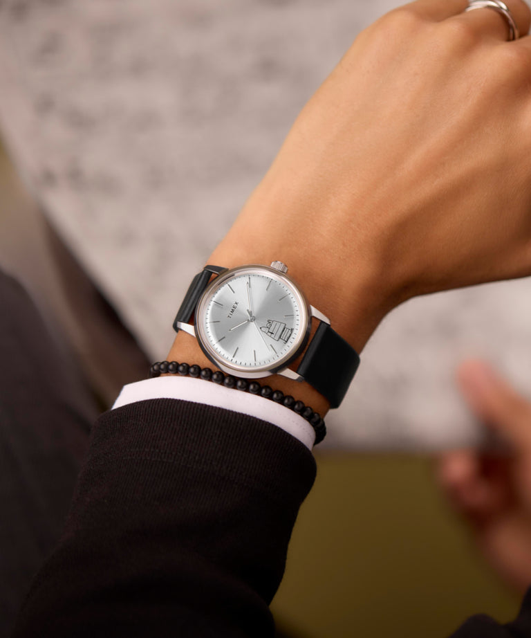 Timex x Peanuts Marlin 75th Anniversary Edition 40 mm Leather Strap Automatic Watch TW2Y100000Q