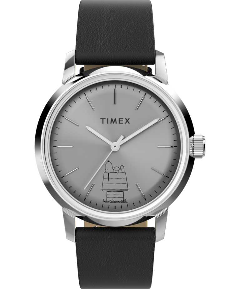Timex x Peanuts Marlin 75th Anniversary Edition 40 mm Leather Strap Automatic Watch TW2Y100000Q