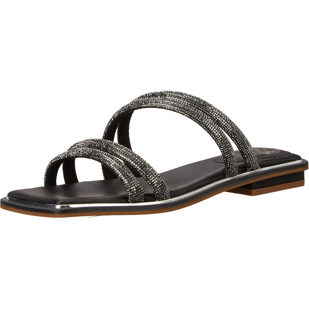 Vince Camuto Women's Peomi Crystal Strap Slide Sandal Black VC-PEOMI