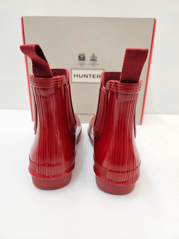 Hunter Women's Original Gloss Chelsea Boots Military Red WFS2078RGL MLR - APLAZE