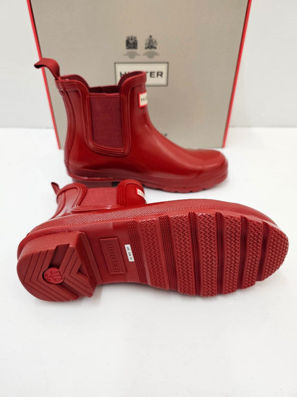 Hunter Women's Original Gloss Chelsea Boots Military Red WFS2078RGL MLR - APLAZE