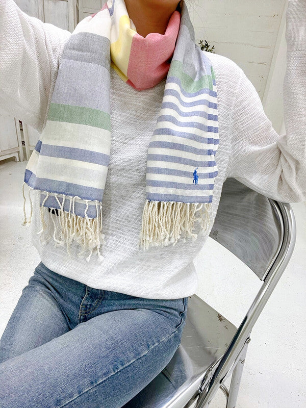 Polo Ralph Lauren Fringe Scarf Multi Stripe WS0198 962 B2