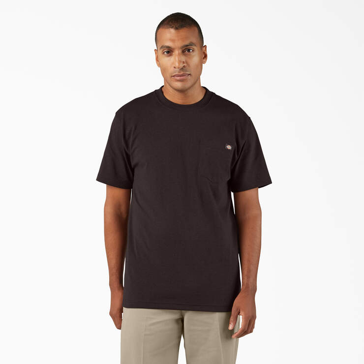 Dickies Mens Heavyweight Heathered Pocket Tee Dark Brown Heather WS450HL03