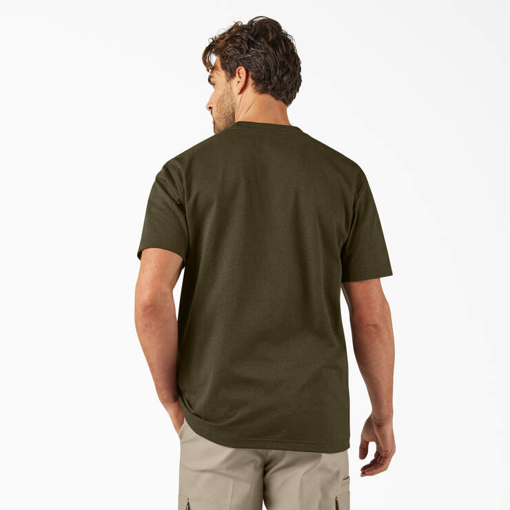 Dickies Mens Heavyweight Heathered Pocket Tee Dark Olive Heather WS450HL06