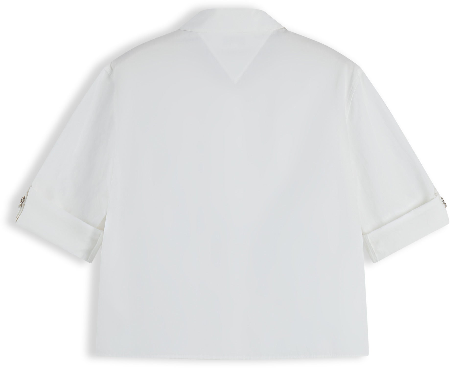 Tommy Hilfiger Women's Poplin Cropped Roll-Tab Shirt Ecru WW50192 YBL 100