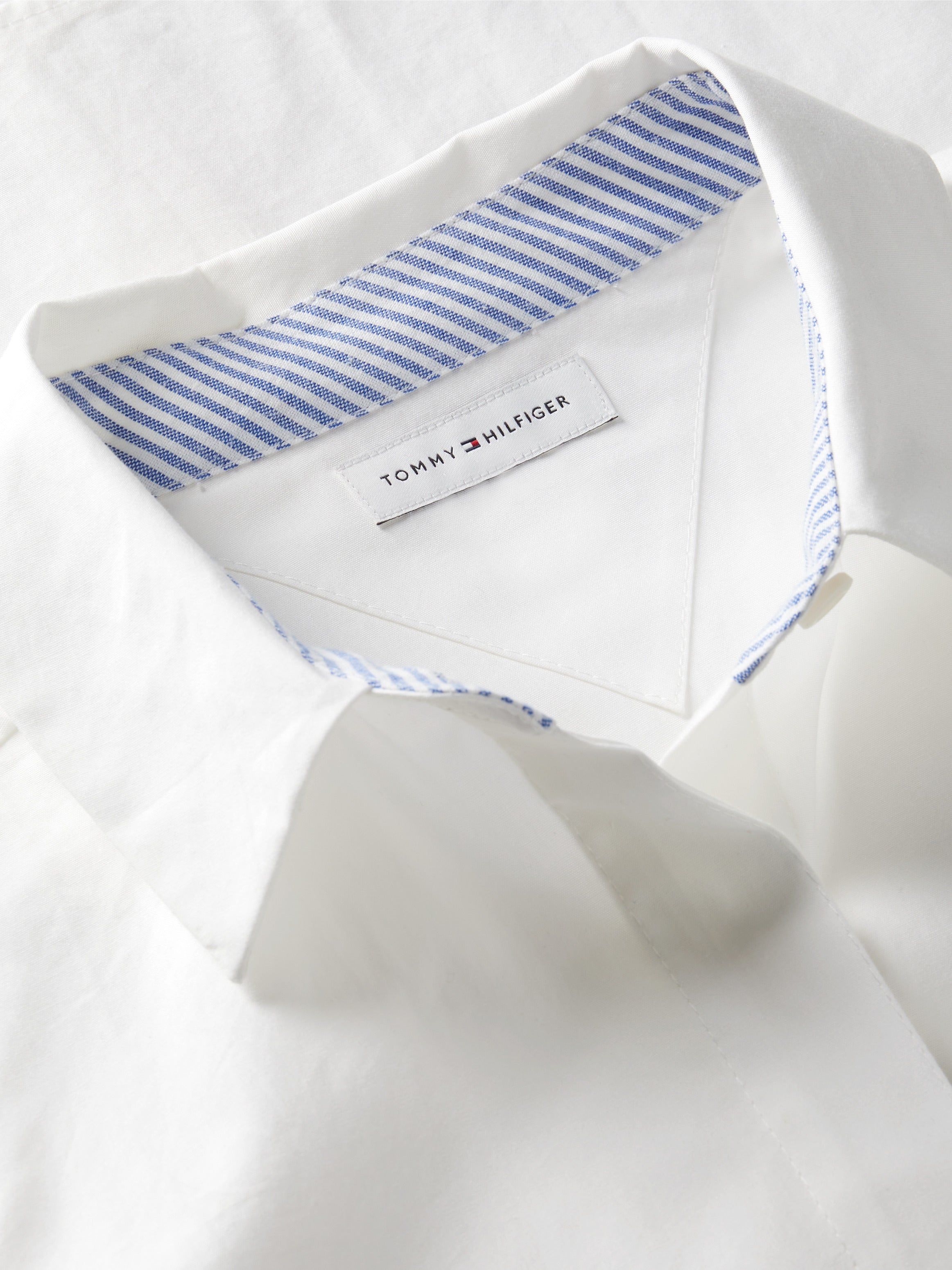 Tommy Hilfiger Women's Poplin Cropped Roll-Tab Shirt Ecru WW50192 YBL 100