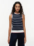 Tommy Hilfiger Womens Striped Sweater Vest Classic Summer Stripe WW50220-0A6