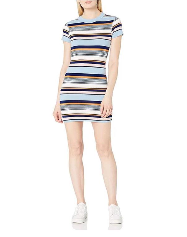 French Connection Byatt Striped Mini Dress Byatt Utility Blue 71NHC