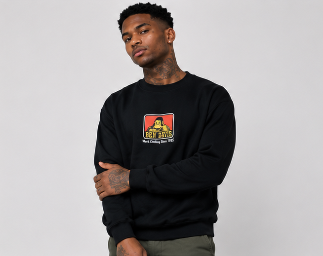 Ben Davis Crew Sweatshirt Black 9035