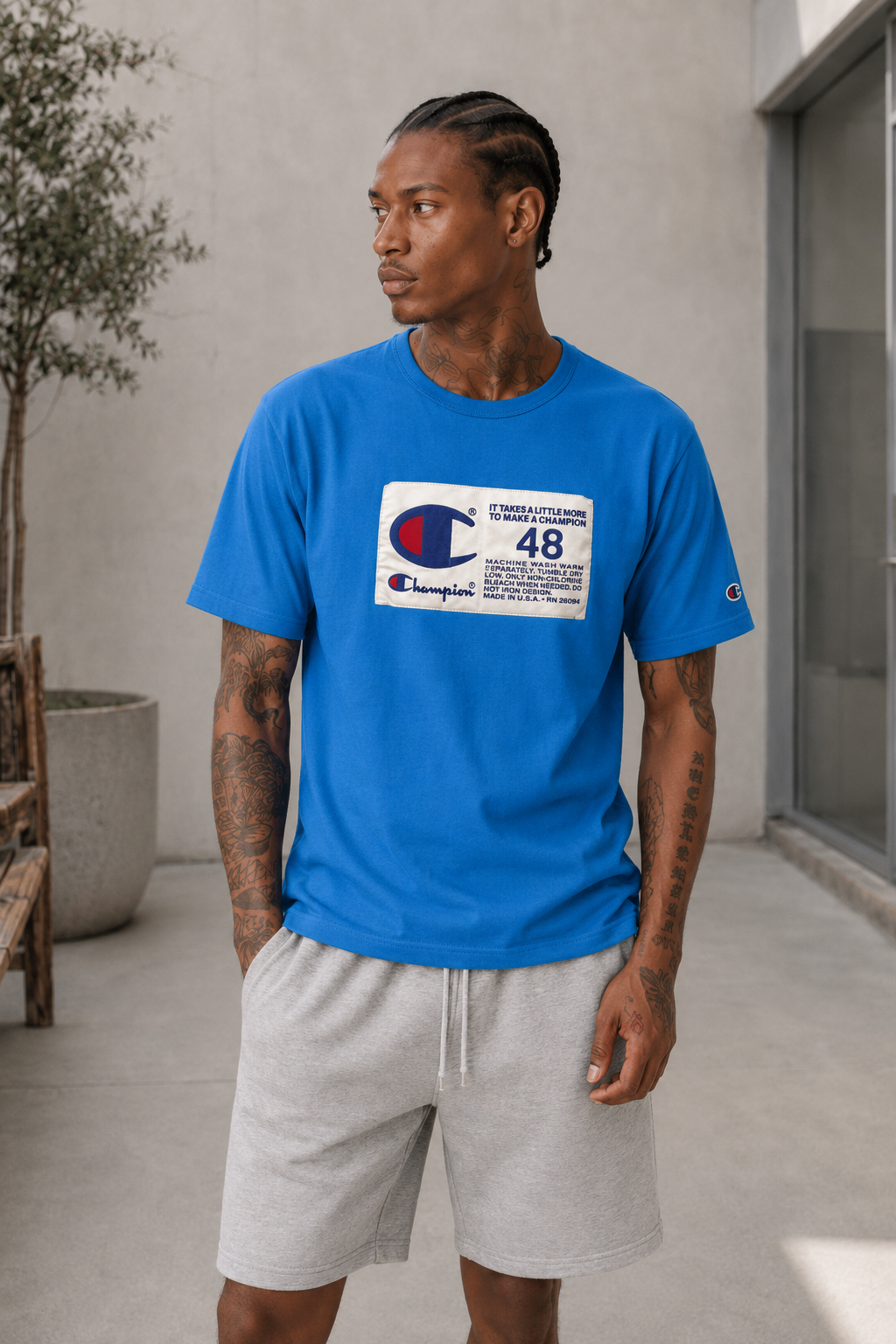 Champion Photo-real Jock Tag Heritage Tee Blue Jay GT19 586377 Y18