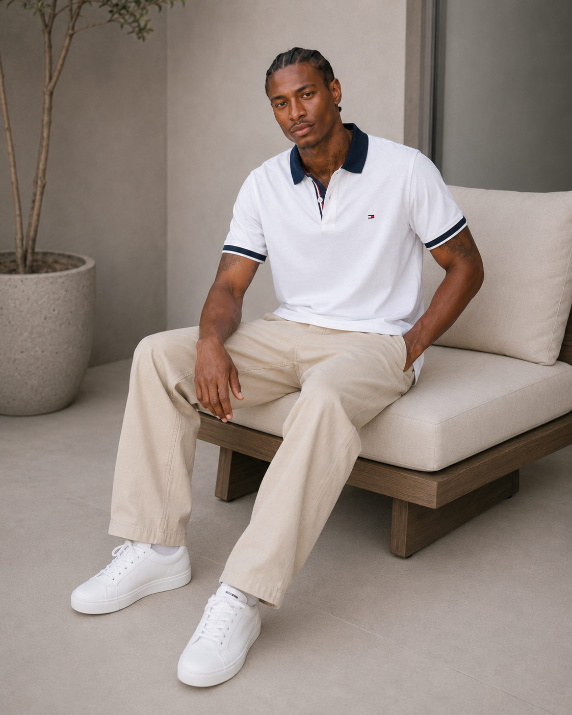 Tommy Hilfiger Men's Sanders Polo Custom Fit T-Shirt Bright White 78A6535 112
