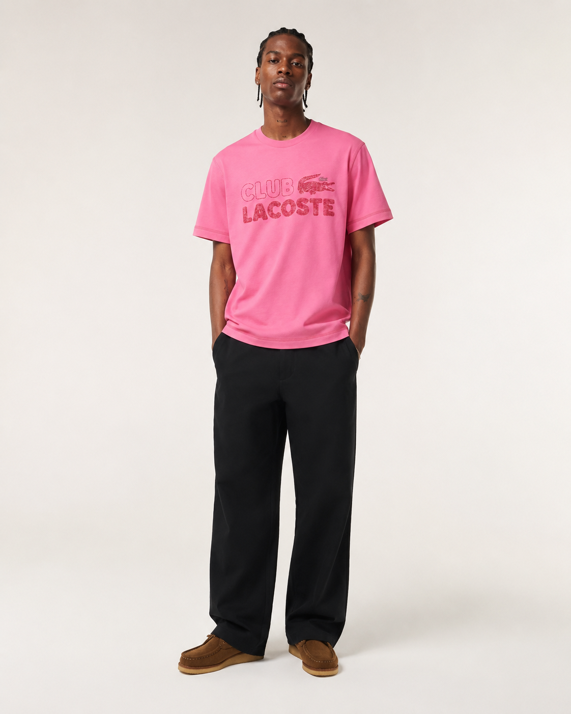 Lacoste Mens Lacoste Vintage Print Organic Cotton T-shirt Reseda Pink TH5440 2R3