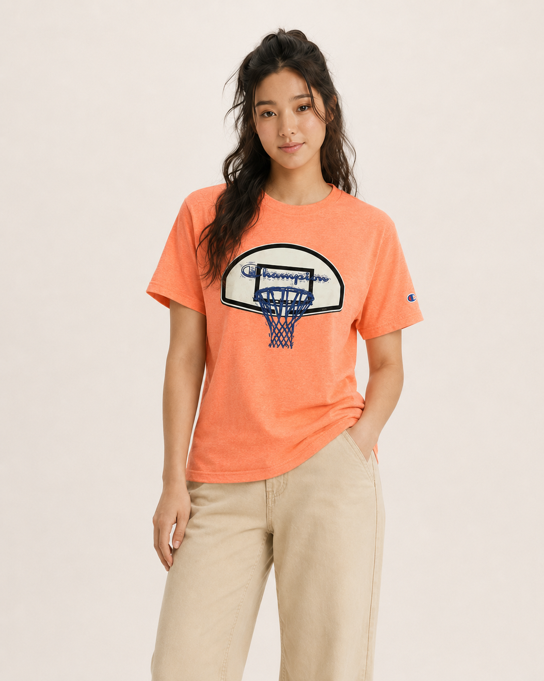 Champion Classic Graphic T-shirt B-Ball Hoop Red Glow Heather GT23H 5867DA ATCP