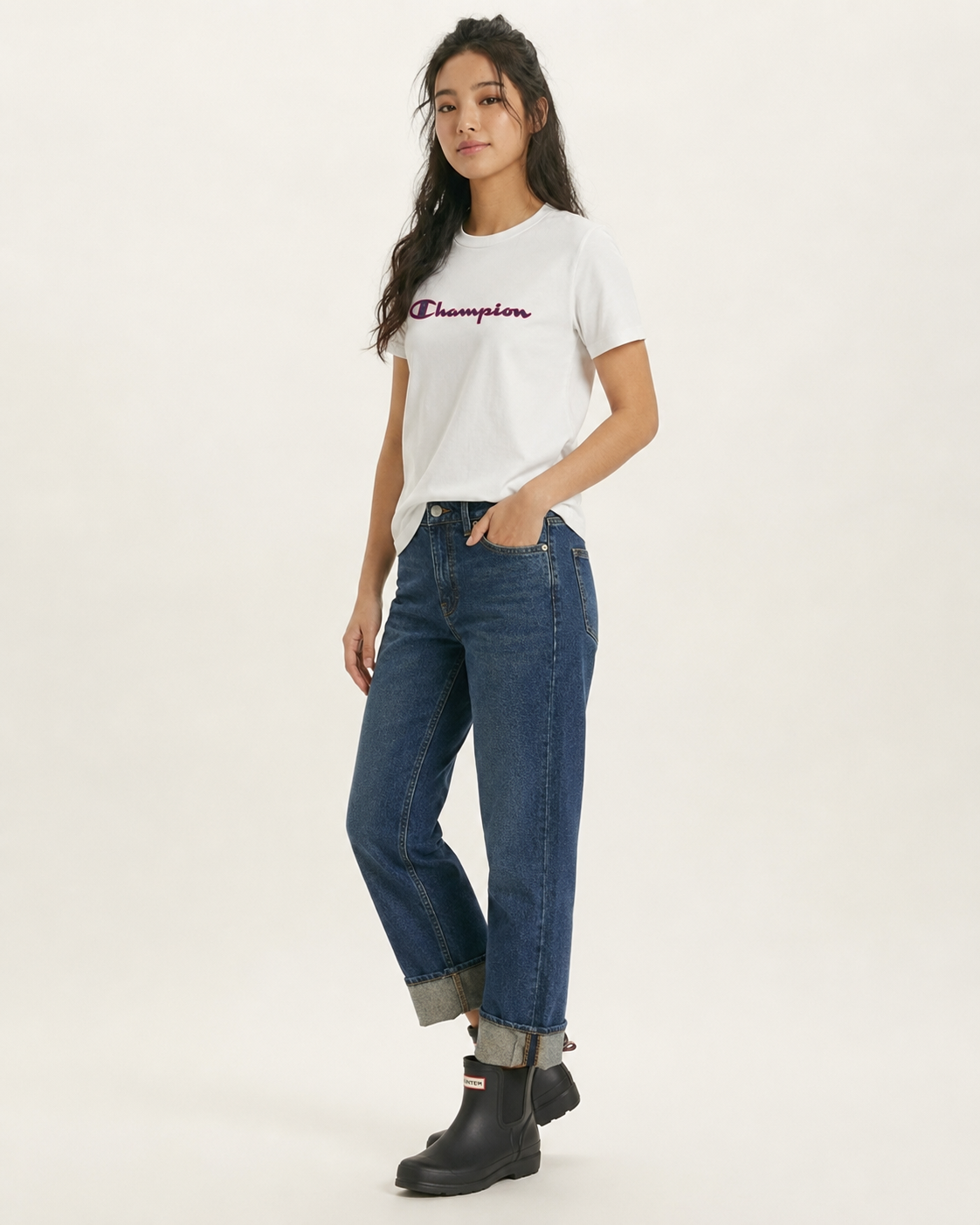 Champion Men's Mini C Script Logo Classic Jersey Tee White GT23H 586559 045