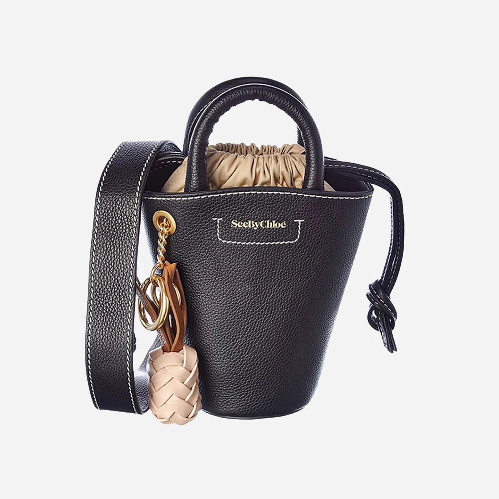 See by Chloé Cecilya Mini Tote Bucket Bag Black CHS21SSB04924 001