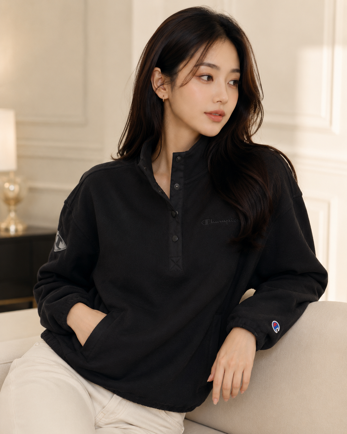 Champion Women's Explorer Fleece Snap Pullover Black W4662 586PZA 001