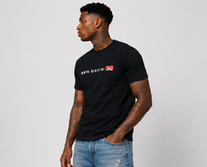 Ben Davis Flat Line Logo T-Shirt Black 9074