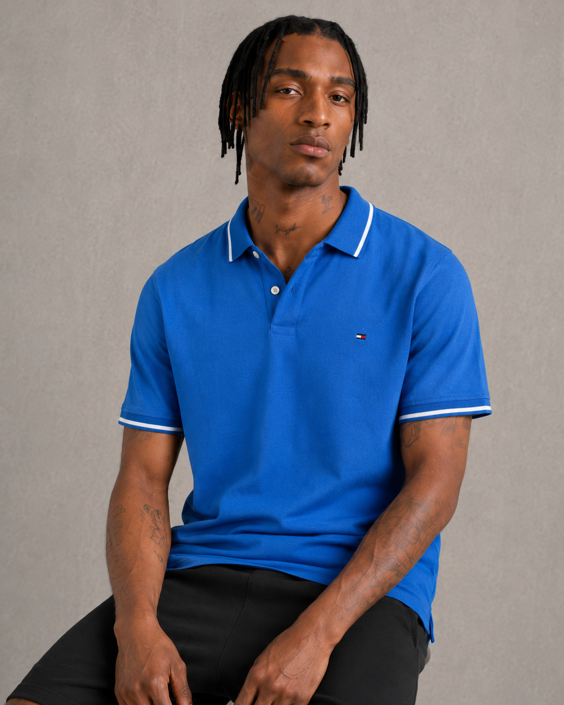 Tommy Hilfiger Men's Richard Tipped Short Sleeve Polo CF Blue Blitz 78J8752 460