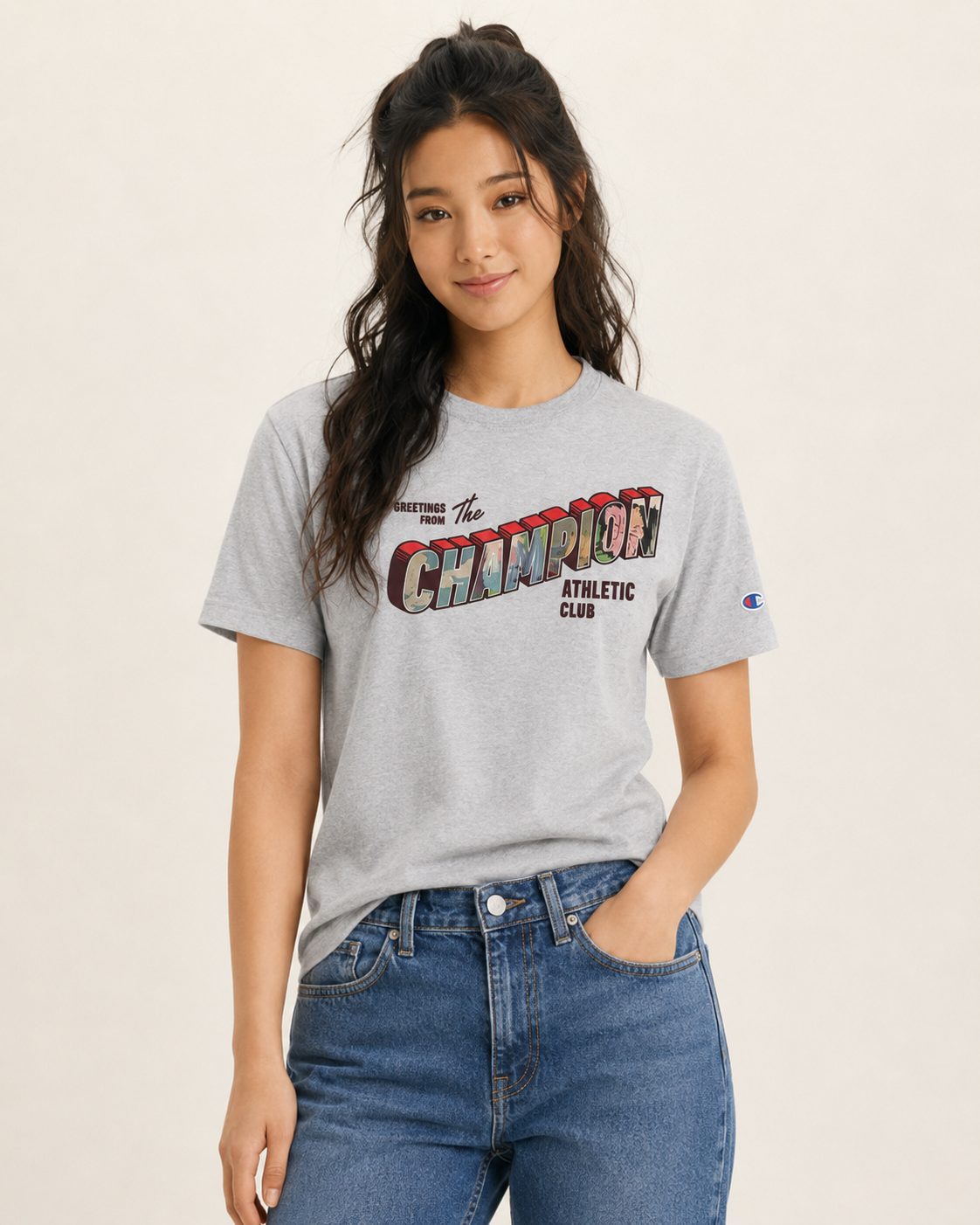 Champion Men's Classic Graphic T-shirt Champion Greetings Oxford Gray GT23H 5860DA 806