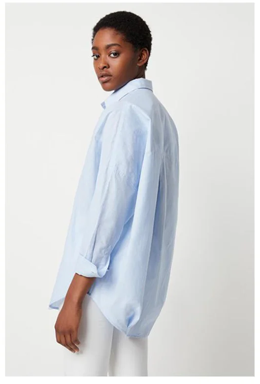 French Connection Adisian Stripe Rhodes Popover Shirt Blue Bird Stripe 72NBQ