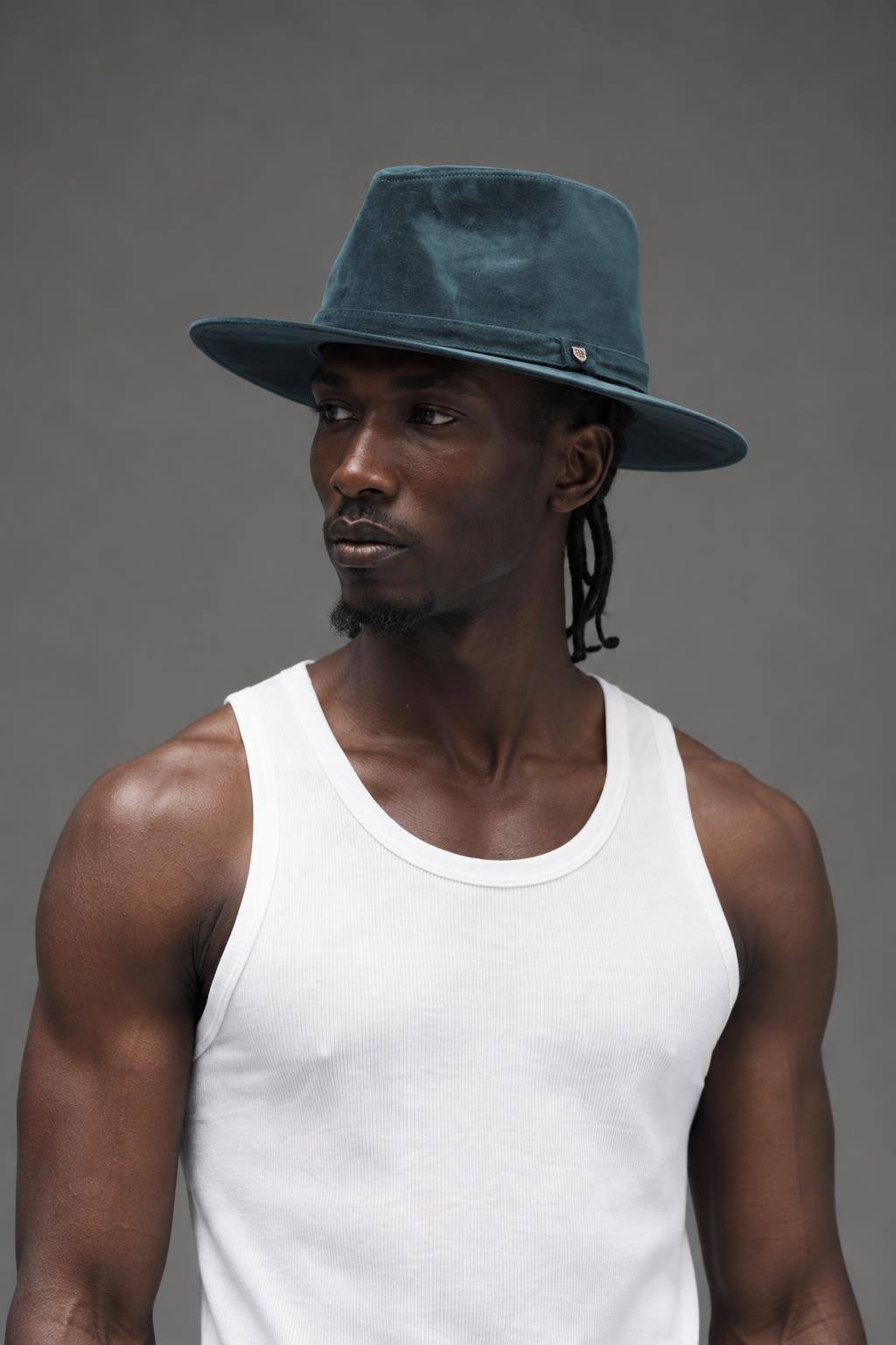 BRIXTON Highland Fedora Captain Blue 447 AI model photo