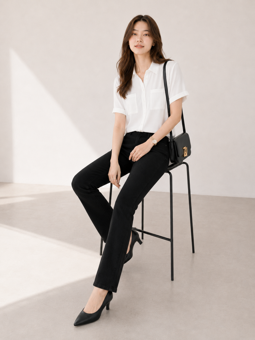 Aplaze Short Sleeve Button-Up Shirt Off White 72468