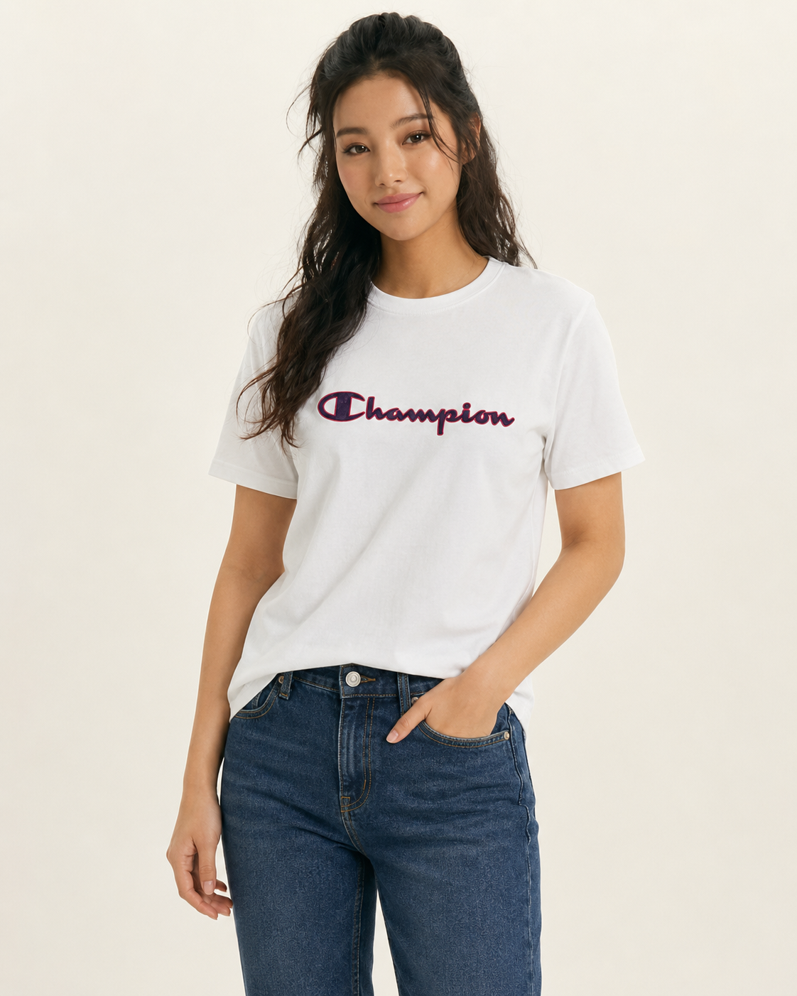 Champion Men's Mini C Script Logo Classic Jersey Tee White GT23H 586559 045