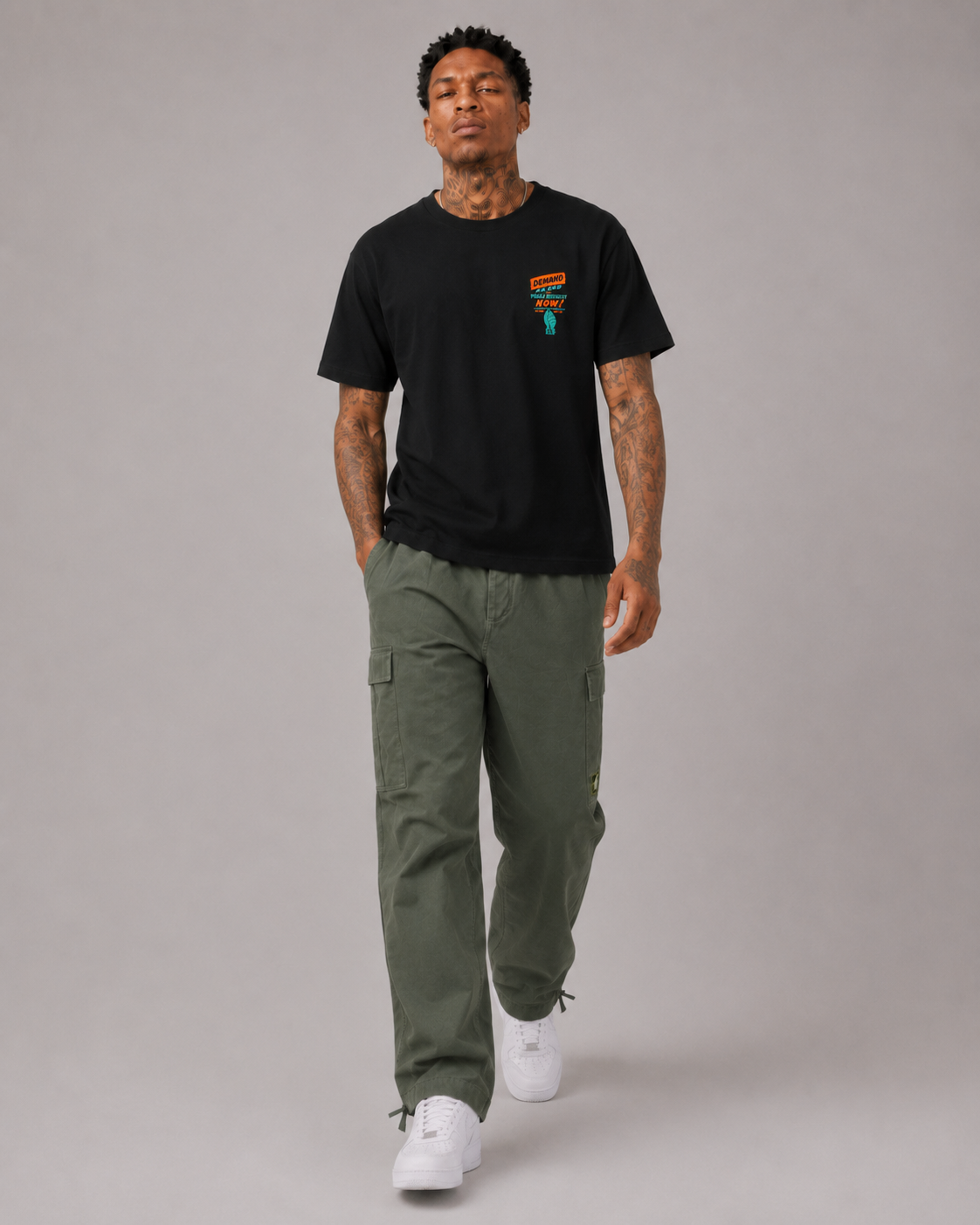 OBEY End Police Brutality Organic T-Shirt Faded Black 163003408 FBL