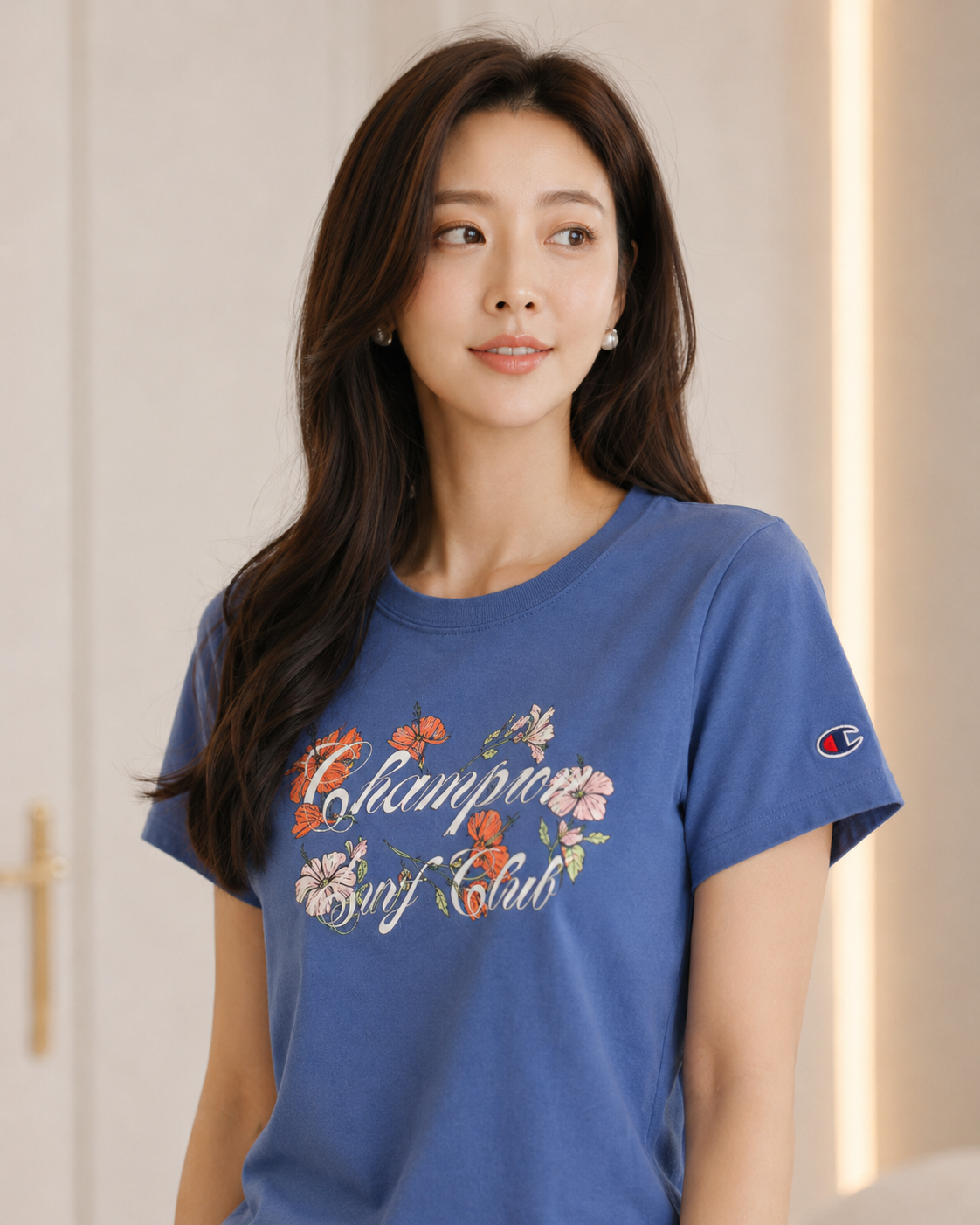Champion Women's Classic Graphic T-Shirt Seven Seas Blue GT18H 58605Z 2X3