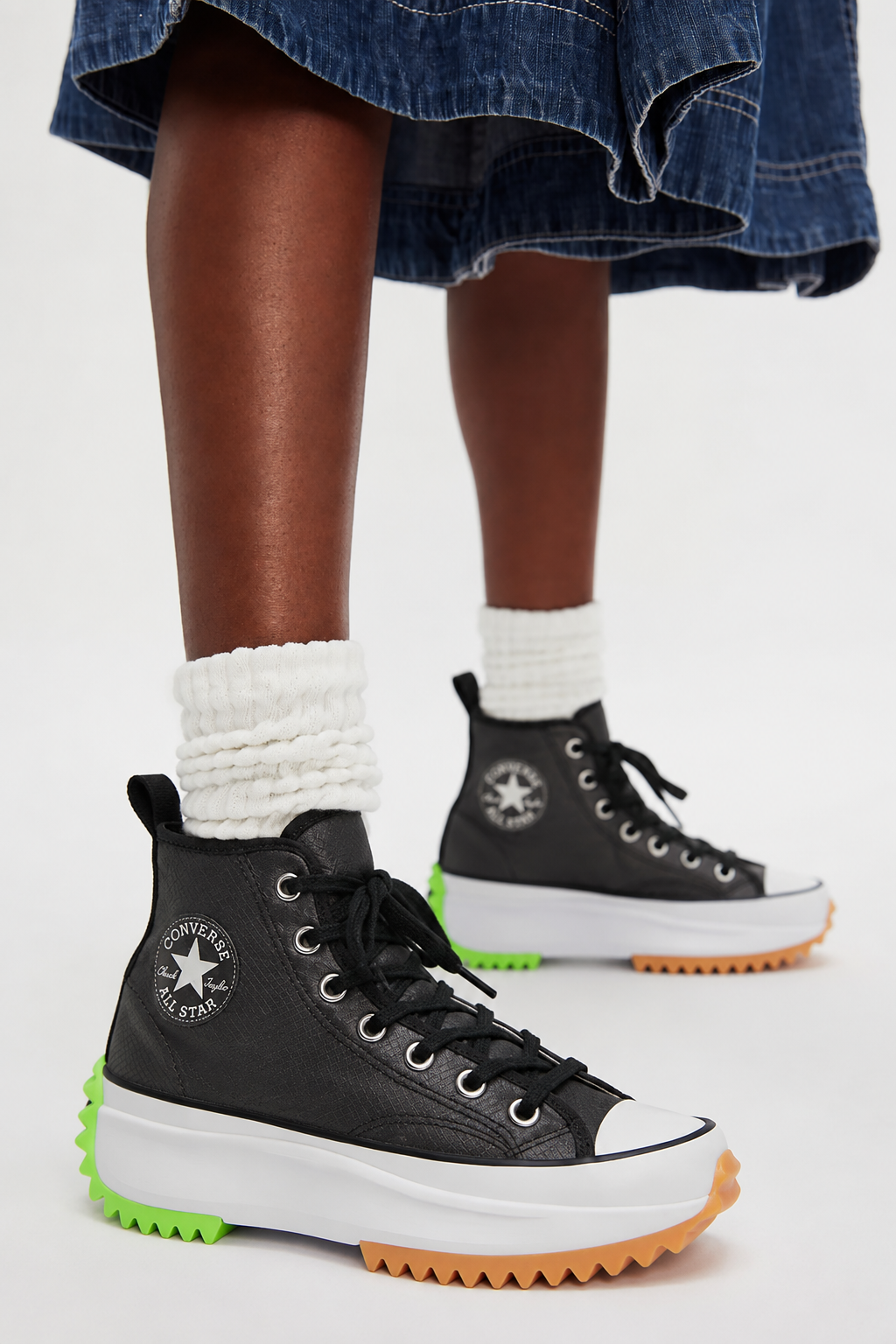 Converse Concrete Heat Run Star Hike Hi-Top Black/White/Ghost Green 167852C 001