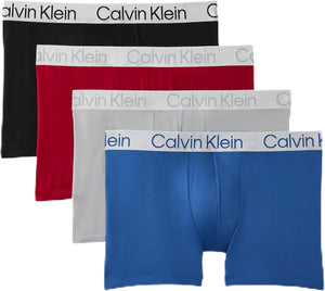 Calvin Klein Men's Microfiber Stretch 4-Pack Trunks Black/Blue/Red/Grey NP2854O 405
