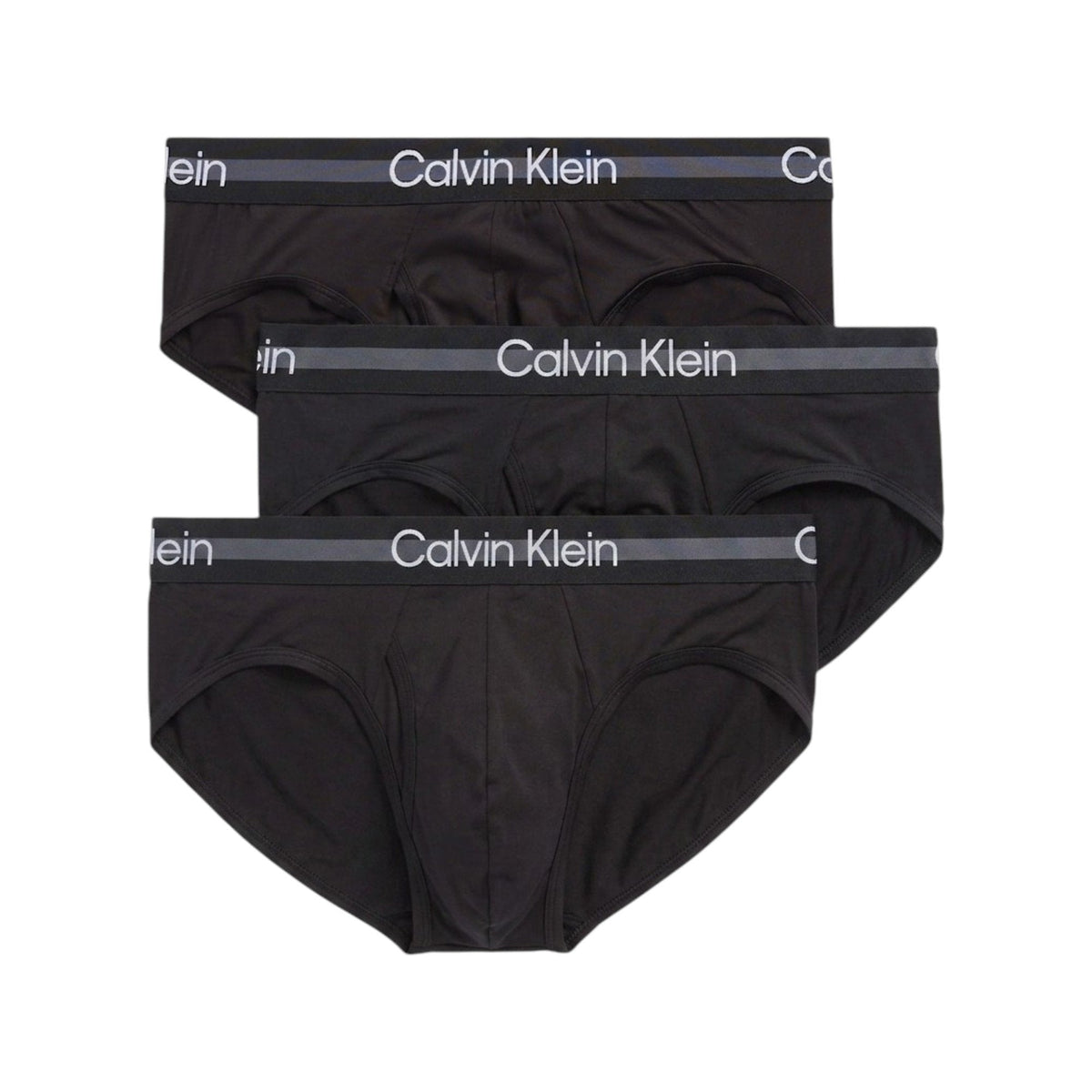 Calvin Klein Men's Refined Microfiber Stretch 3-Pack Hip Briefs Black NP2767O 001