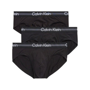 Calvin Klein Men's Refined Microfiber Stretch 3-Pack Hip Briefs Black NP2767O 001