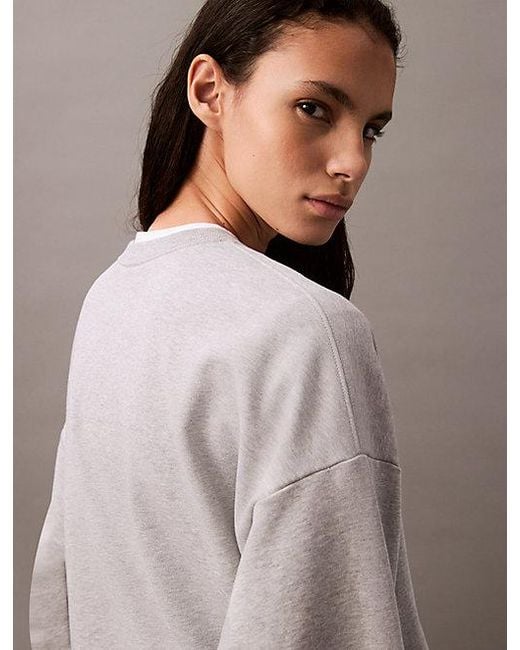 Calvin Klein Women’s Archive Logo Fleece Relaxed Sweatshirt Grey 47B236G 050