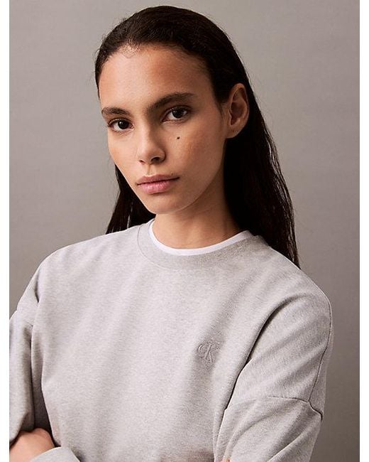Calvin Klein Women’s Archive Logo Fleece Relaxed Sweatshirt Grey 47B236G 050