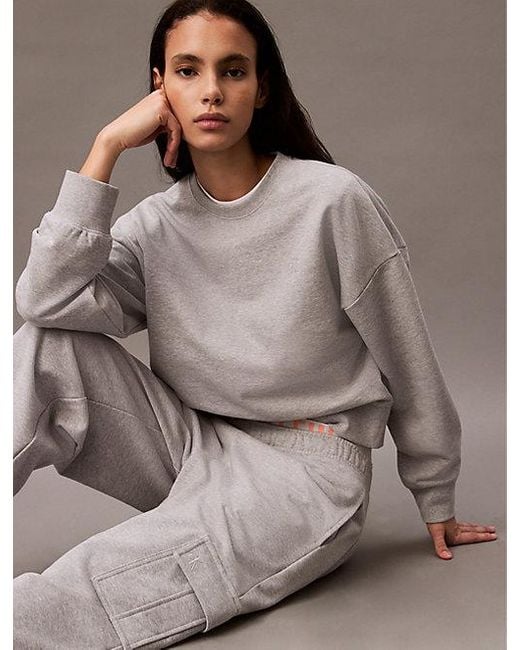 Calvin Klein Women’s Archive Logo Fleece Relaxed Sweatshirt Grey 47B236G 050