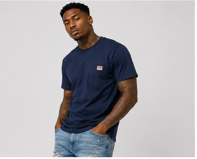 Ben Davis Classic Label Pocket T-Shirt Navy 9028 NVY