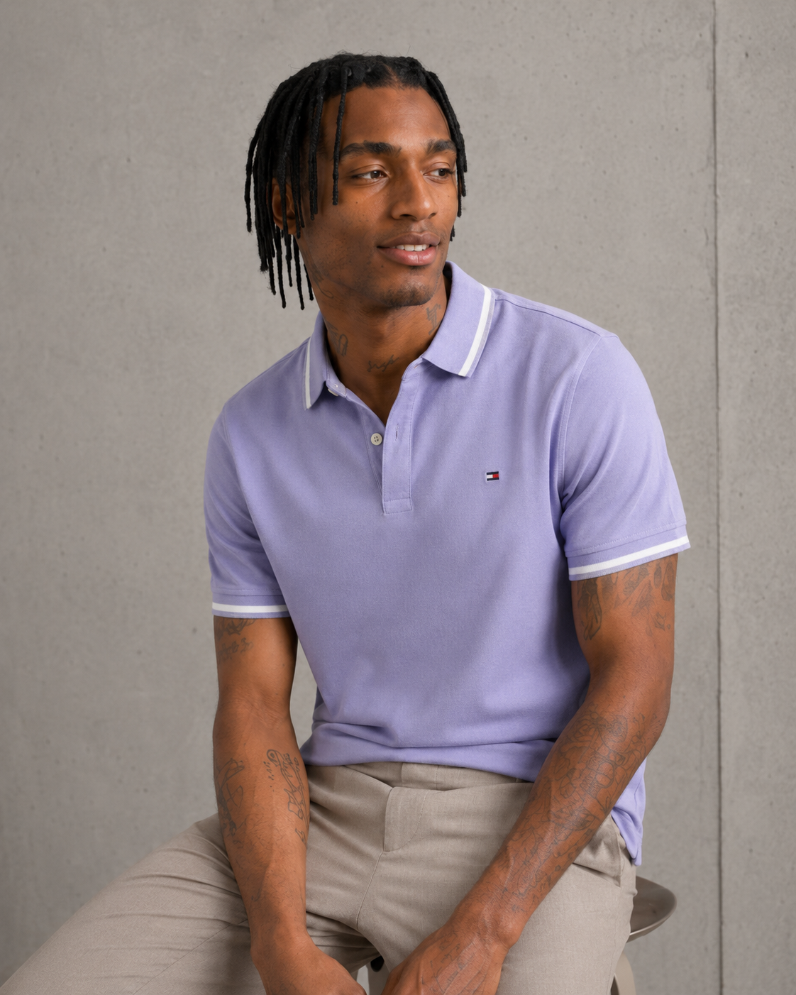 Tommy Hilfiger Men's Richard Tipped Short Sleeve Polo CF Orchid 78J8752 541